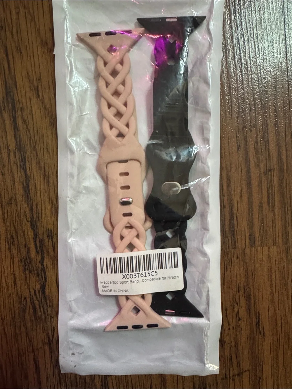 Apple Braided Silicone Watch Bands in Pink and Black C1.RBk.M